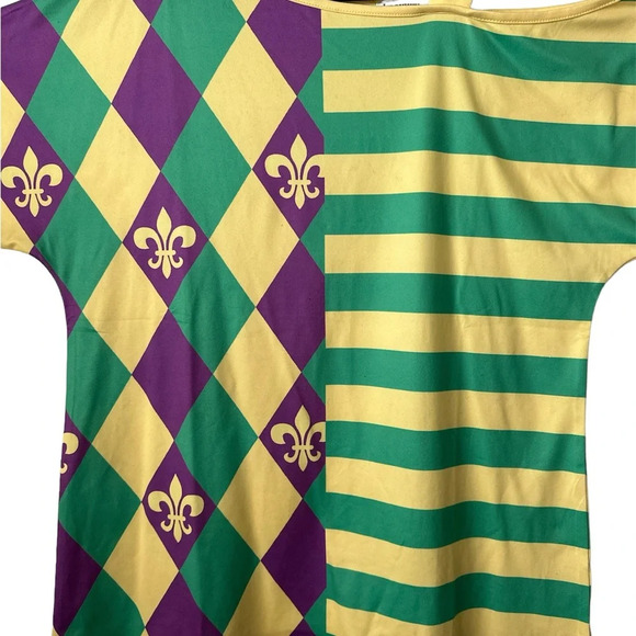 Harlequin Print Cold Shoulder Yellow And Green Medium Top Brand New - Picture 8 of 13